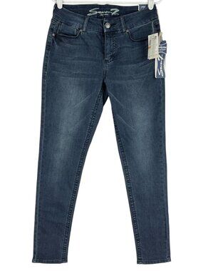 Seven7 Women's Tummy-Less Slimmer Skinny Stretch Mid Rise Blue Jeans Size 12 NWT